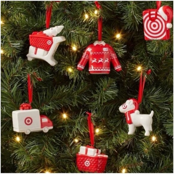 NEW in Box Target Ornament Set 2024 Red white Christmas dog cart bag shirt - Picture 1 of 2